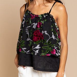 POL | Tops | New Pol S M Velvet Ribbon Shoulder Tie Flower Burnout